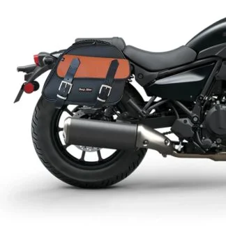 Panniers for Kawasaki Eliminator, pair of EXPLORER in Black and Leather side bags