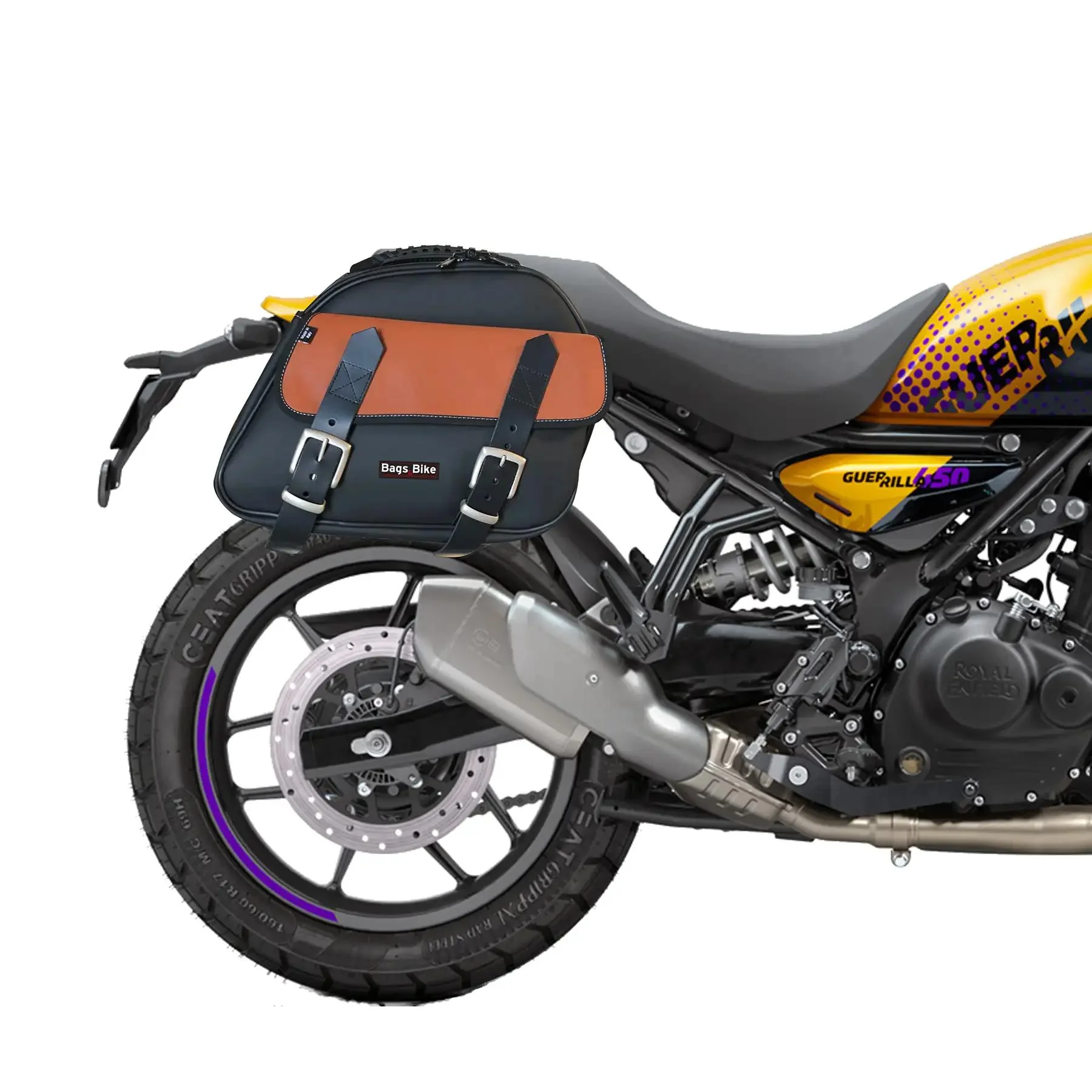 Borse laterali per Royal Enfield Guerrilla, coppia di borse EXPLORER in Nera e Cuoio