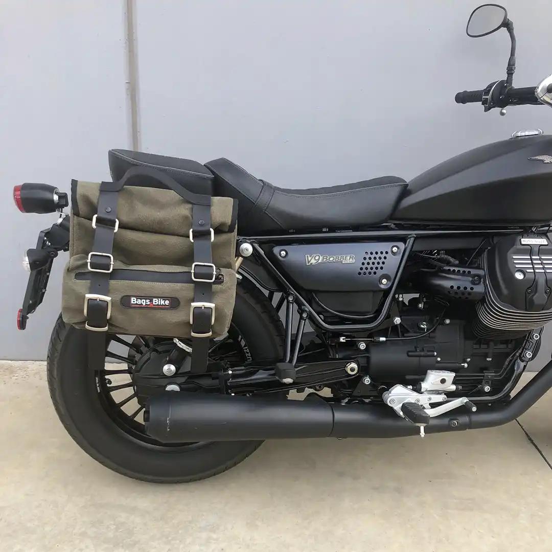 Panniers for Moto Guzzi Bobber, pair of SAHARA in Green side bags - Image 2