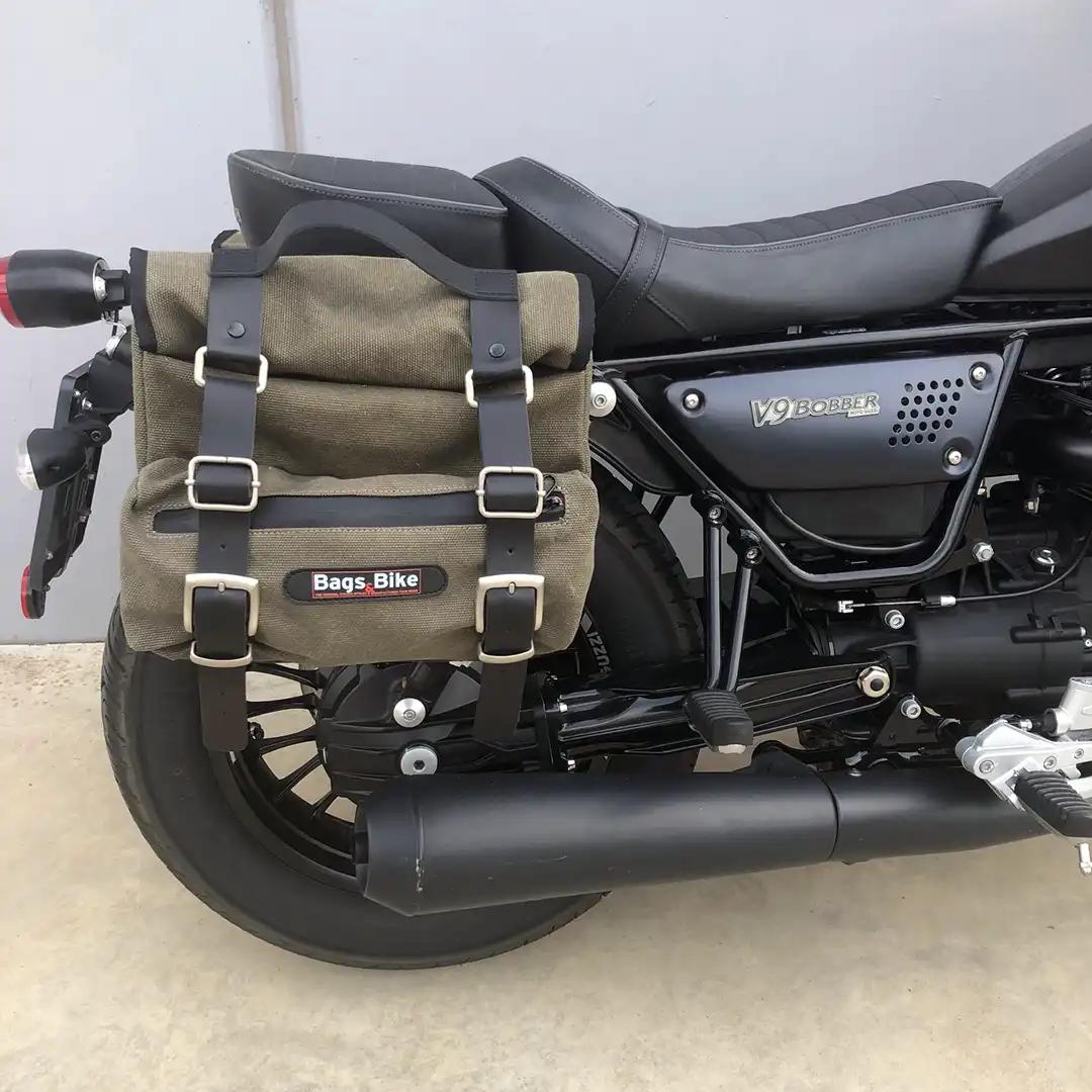 Panniers for Moto Guzzi Bobber, pair of SAHARA in Green side bags - Image 3