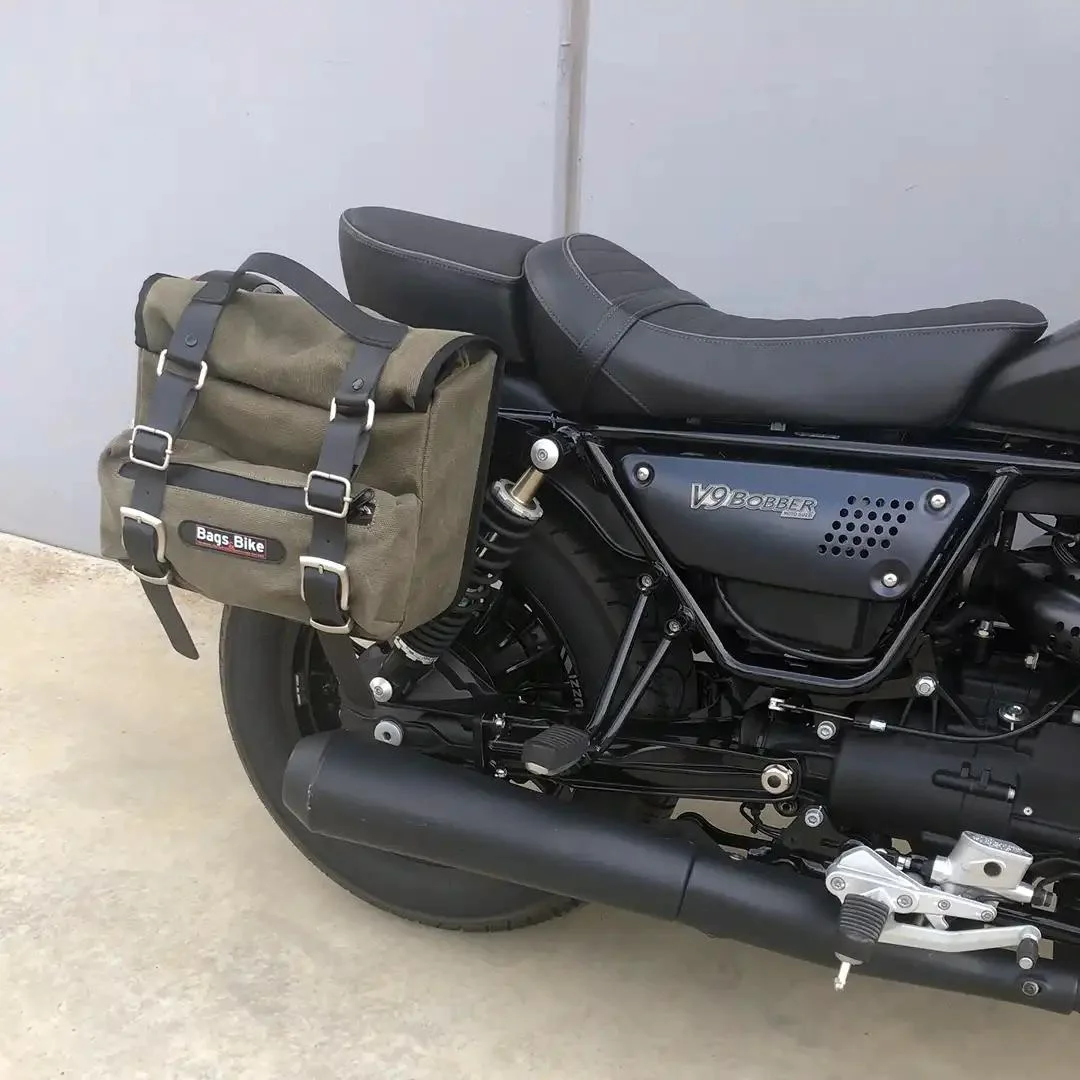 Borse laterali per Moto Guzzi Bobber, coppia di borse SAHARA in Verde - immagine 4