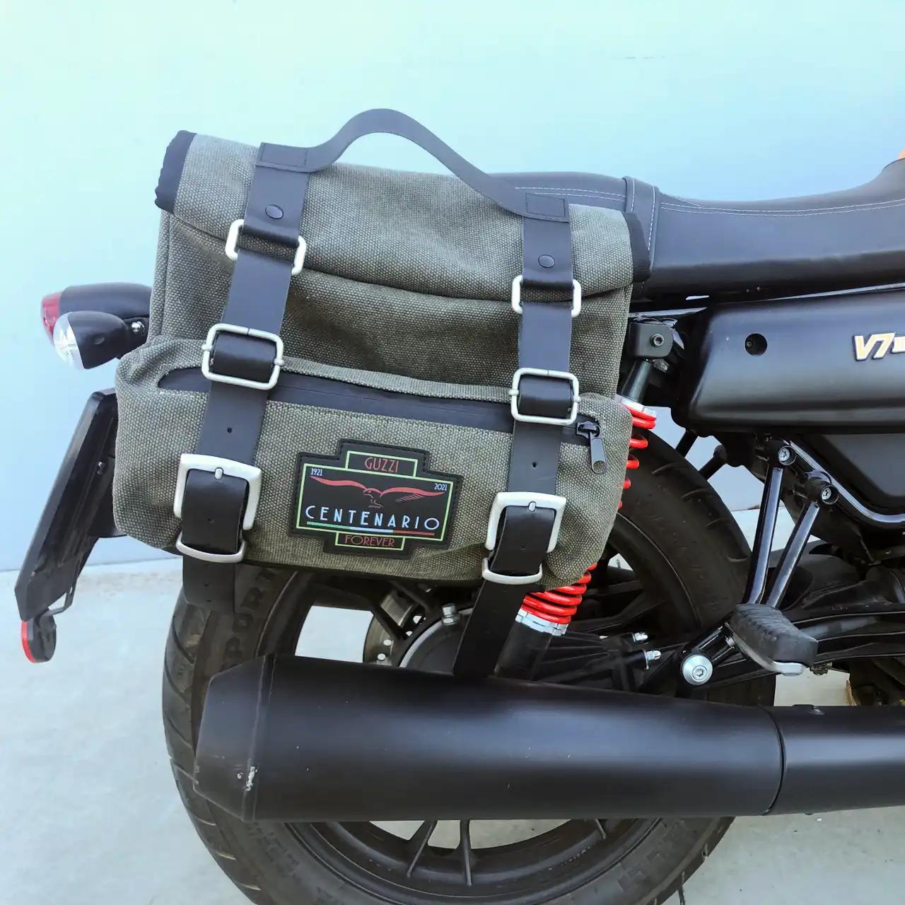 Panniers for Moto Guzzi V7 III, pair of SAHARA in Green side bags - Image 2