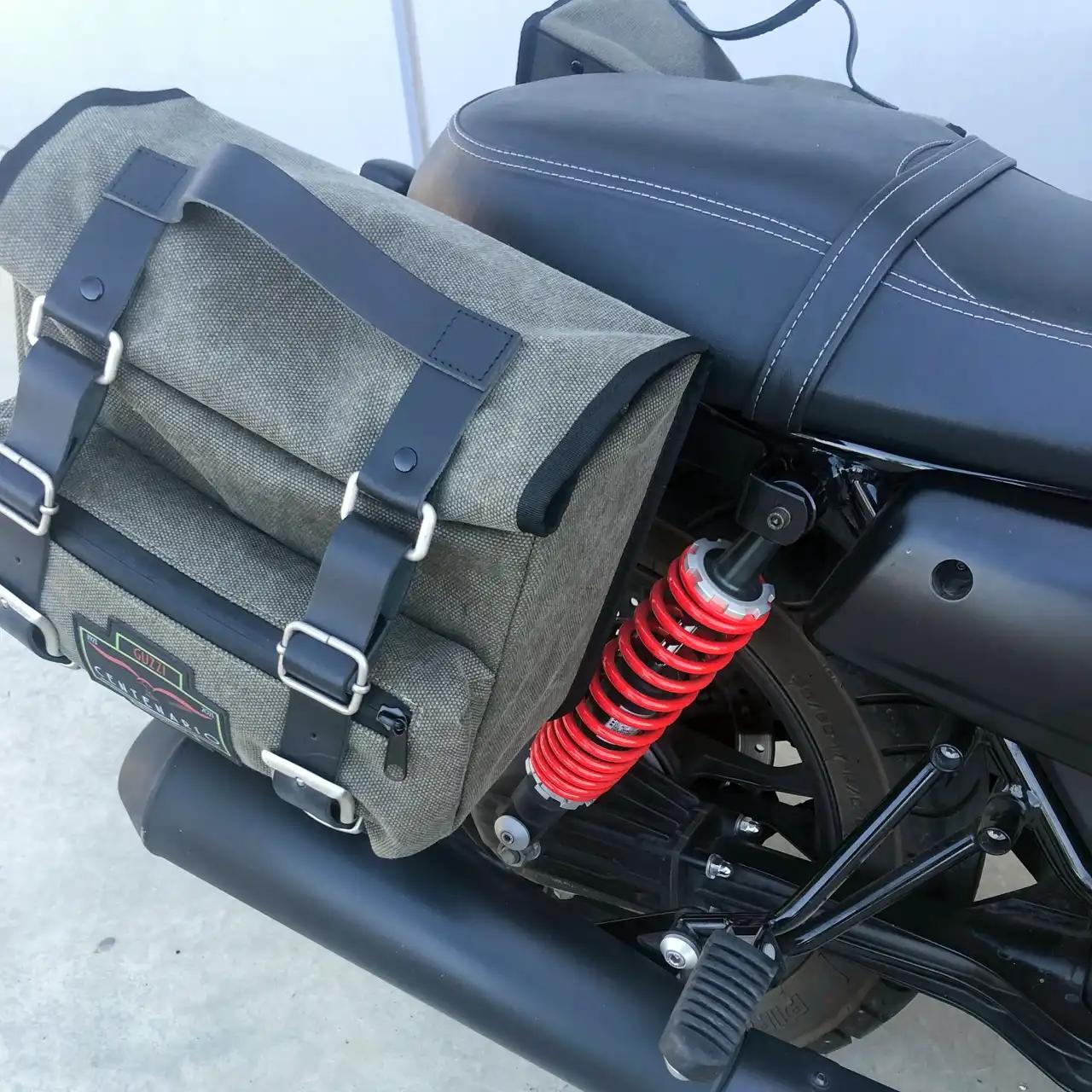 Panniers for Moto Guzzi V7 III, pair of SAHARA in Green side bags - Image 3