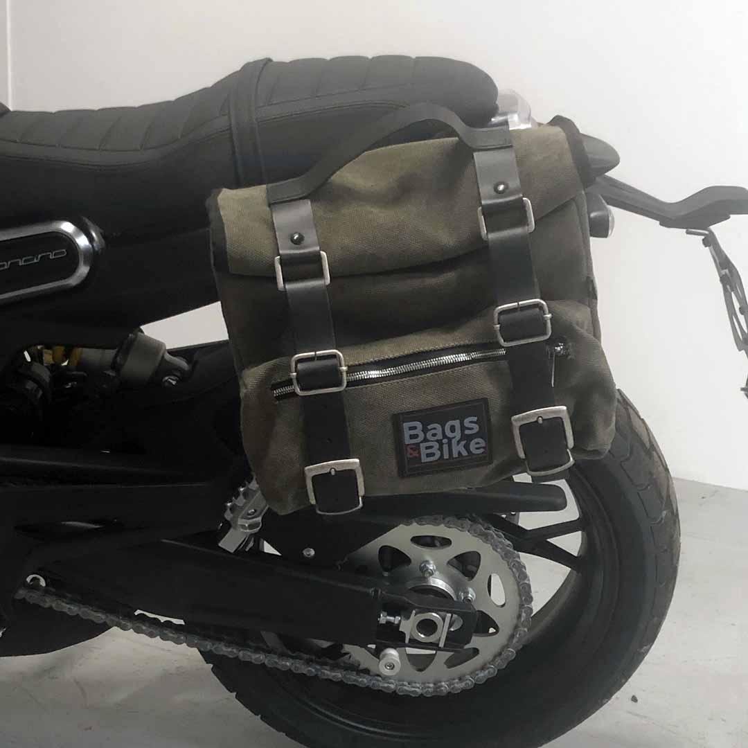 Panniers for Benelli Leoncino 800, pair of SAHARA in Green side bags