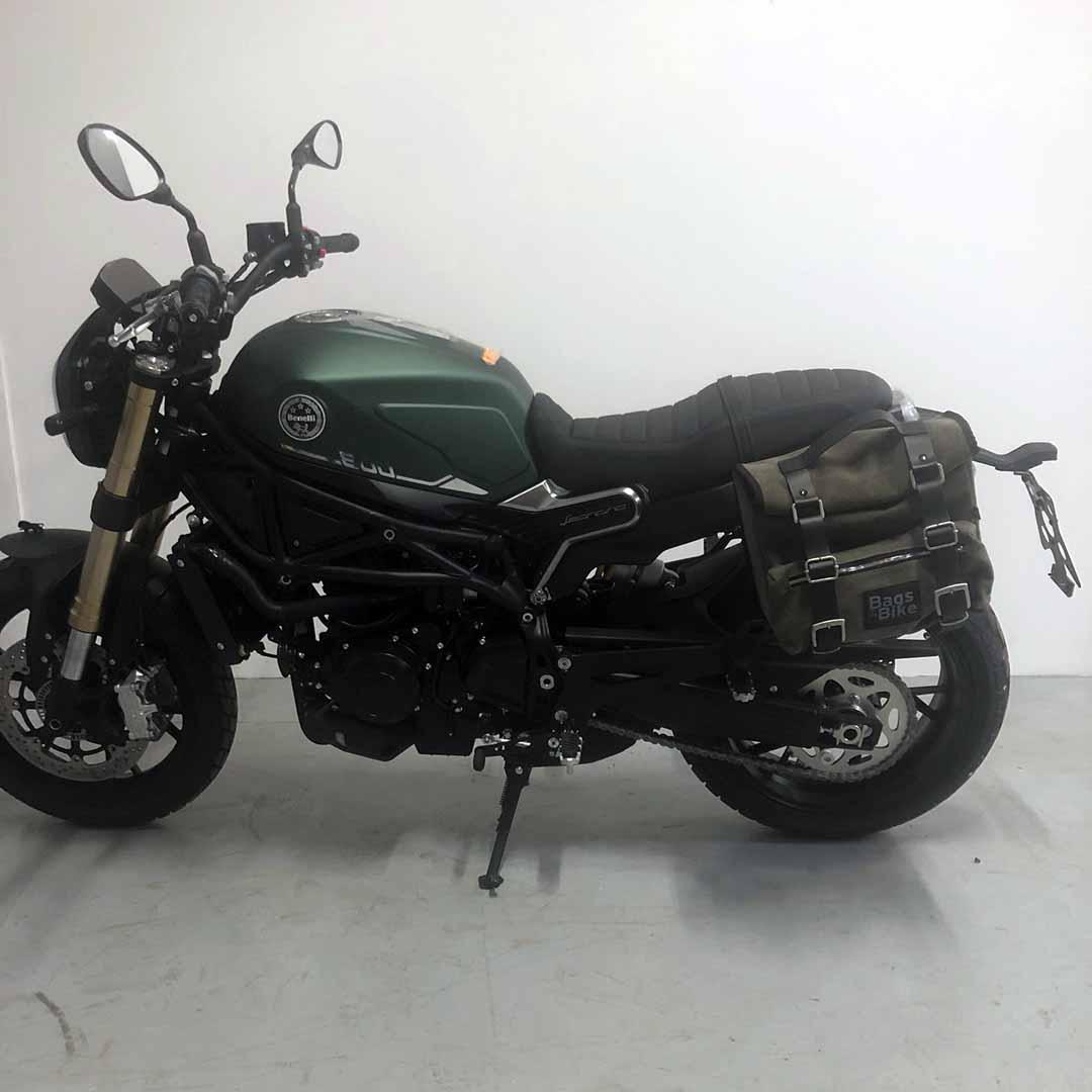 Panniers for Benelli Leoncino 800, pair of SAHARA in Green side bags - Image 4
