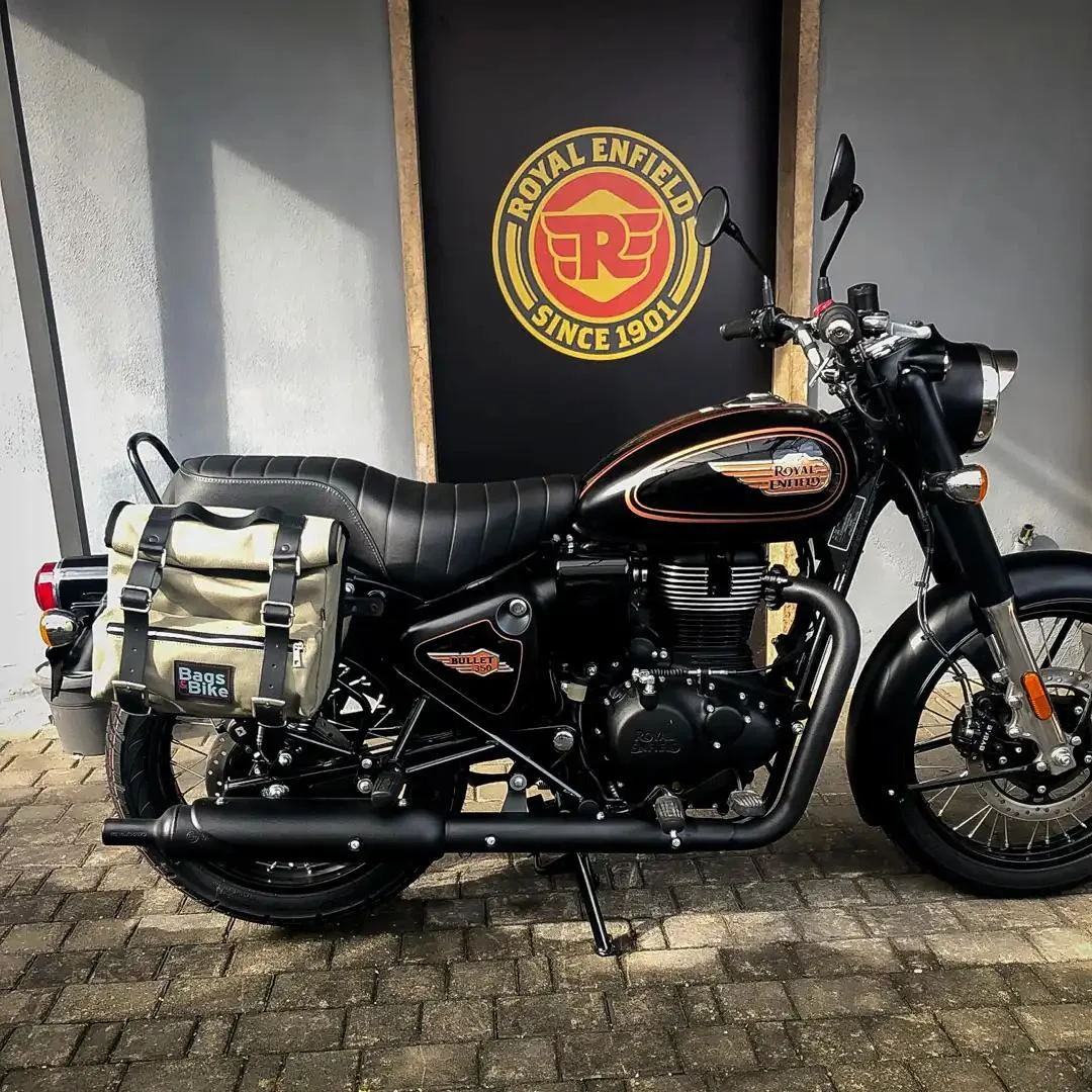 Borse laterali per Royal Enfield Bullet 350, coppia di borse SAHARA in Grigio