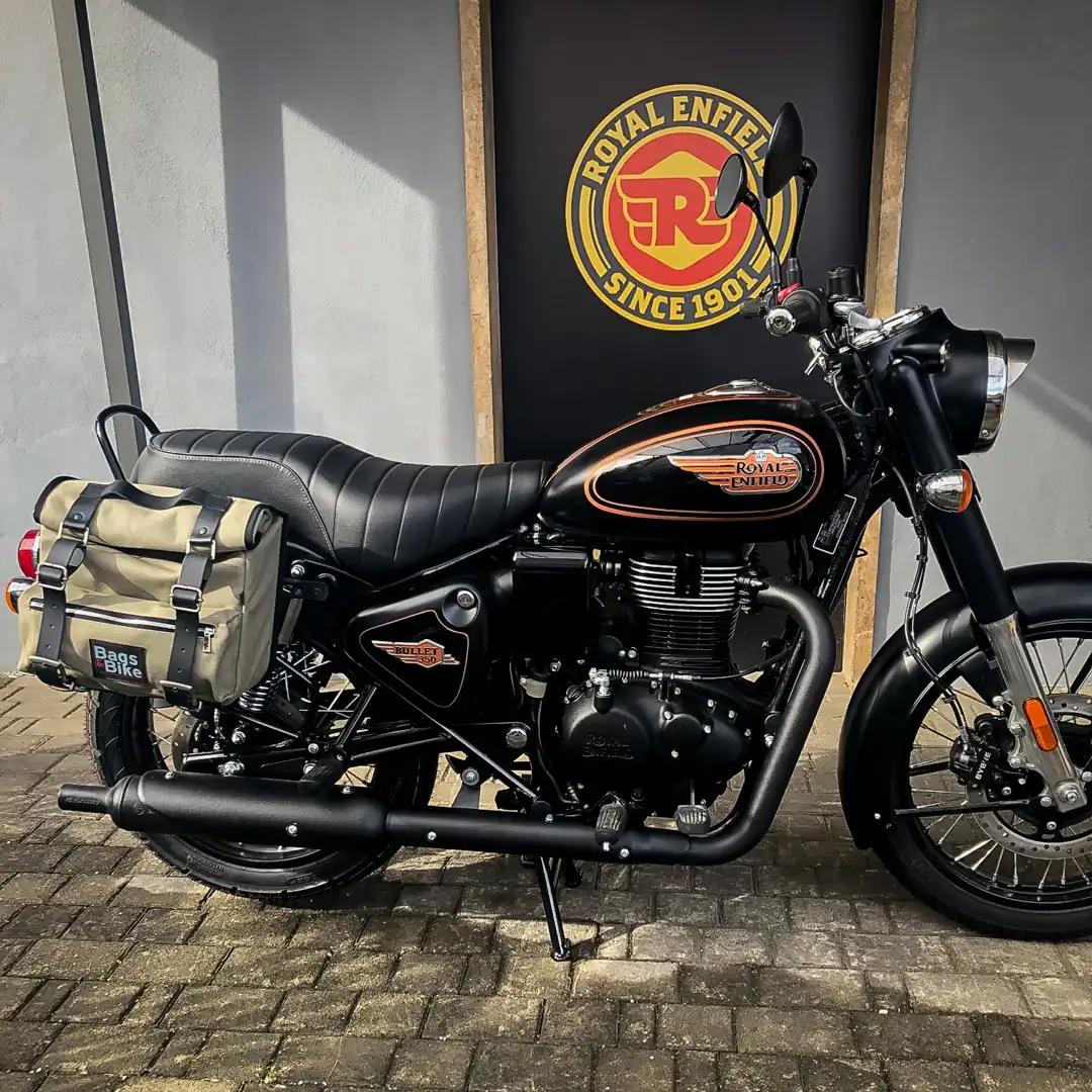 Panniers for Royal Enfield Bullet 350, pair of SAHARA in Gray side bags - Image 2