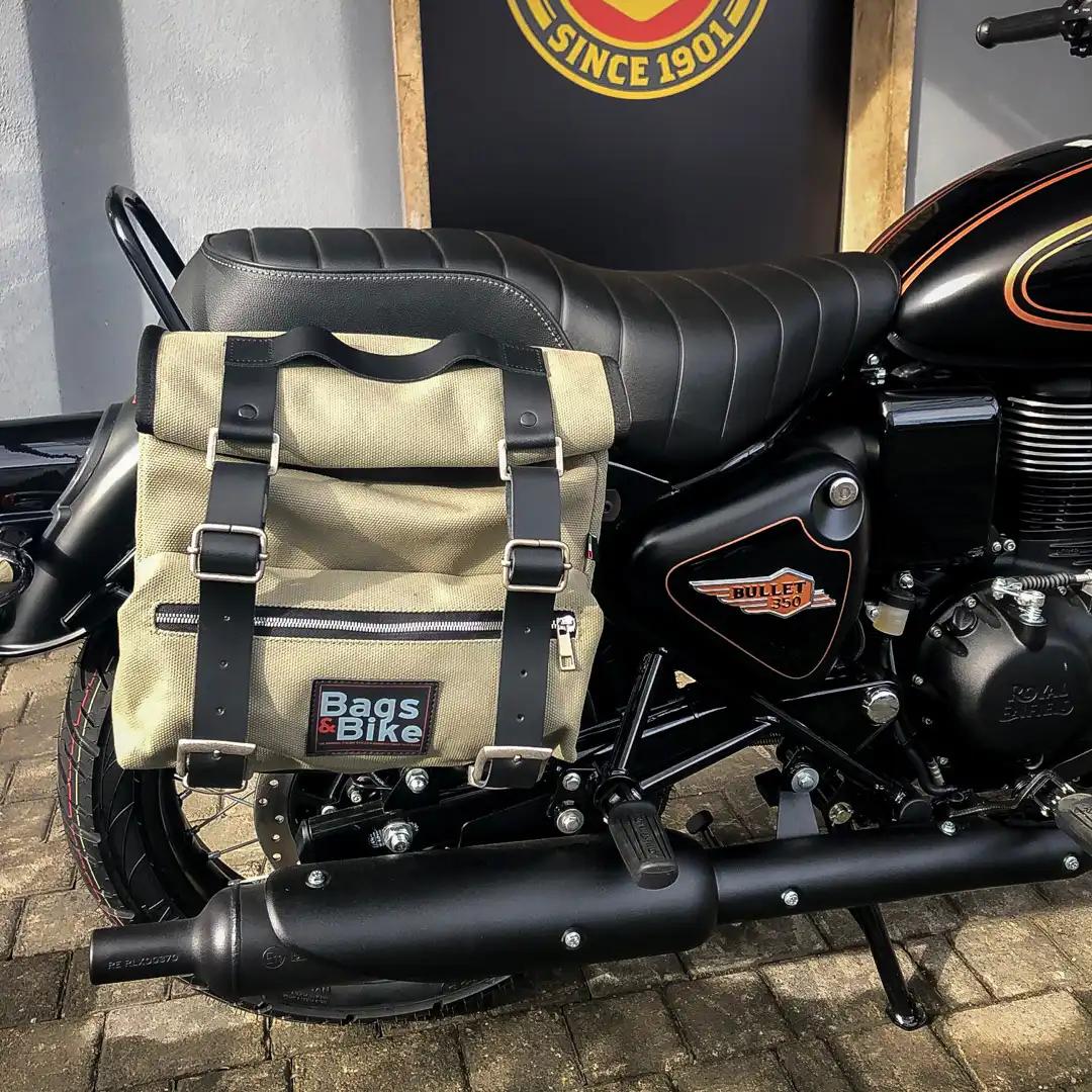 Panniers for Royal Enfield Bullet 350, pair of SAHARA in Gray side bags - Image 3
