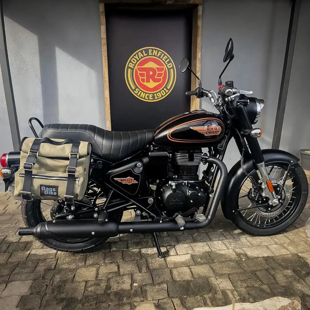 Borse laterali per Royal Enfield Bullet 350, coppia di borse SAHARA in Grigio - immagine 4