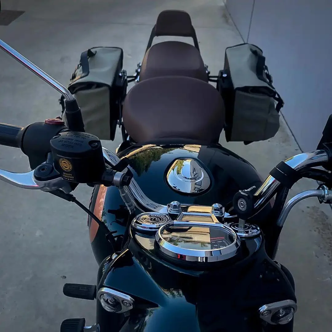 Borse laterali per Royal Enfield Classic 350, coppia di borse SAHARA in Grigio - immagine 2