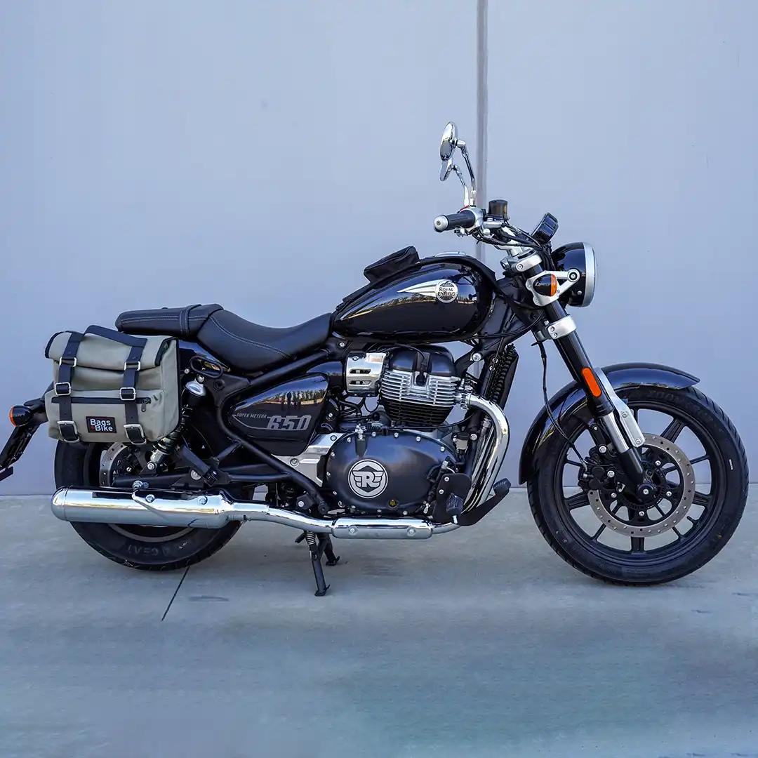 Panniers for Royal Enfield Super Meteor 650, pair of SAHARA in Gray side bags