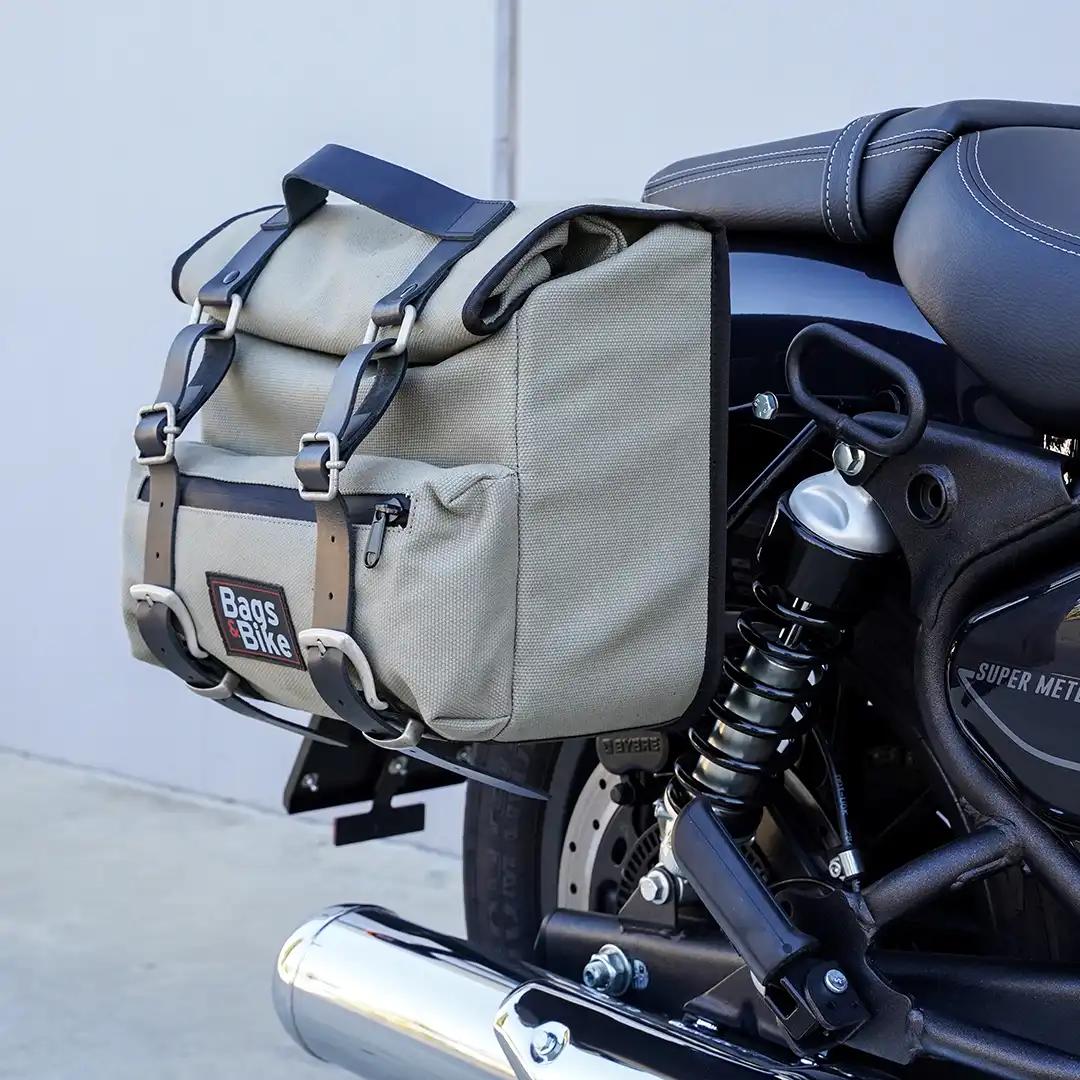 Panniers for Royal Enfield Super Meteor 650, pair of SAHARA in Gray side bags - Image 2