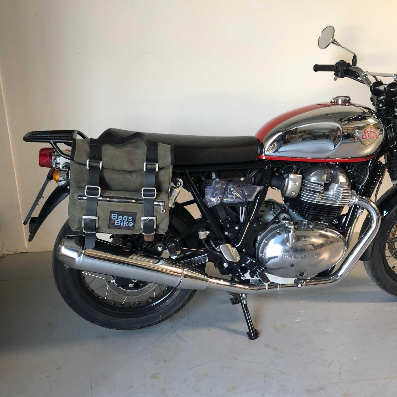 Panniers for Royal Enfield Interceptor Continental, pair of SAHARA in Green side bags
