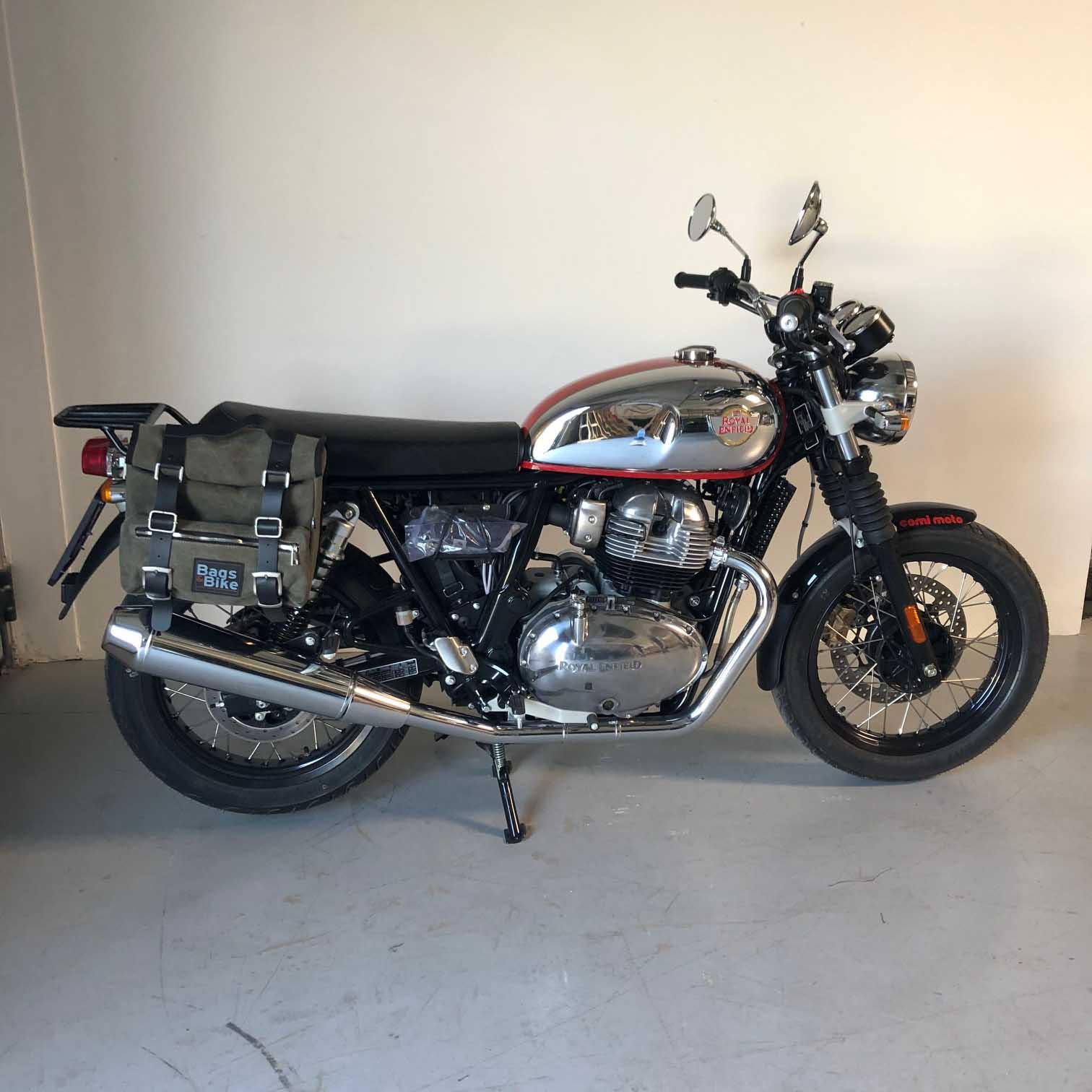 Panniers for Royal Enfield Interceptor Continental, pair of SAHARA in Green side bags - Image 2