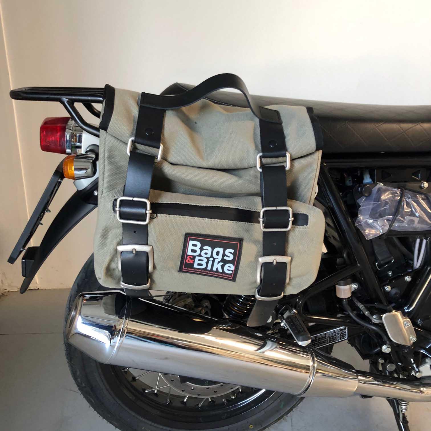 Panniers for Royal Enfield Interceptor Continental, pair of SAHARA in Gray side bags