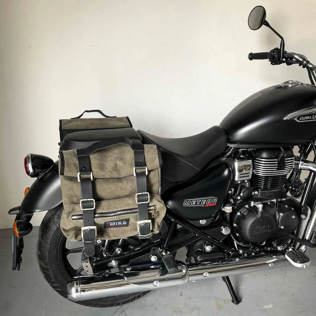Borse laterali per Royal Enfield Meteor 350, coppia di borse SAHARA in Verde