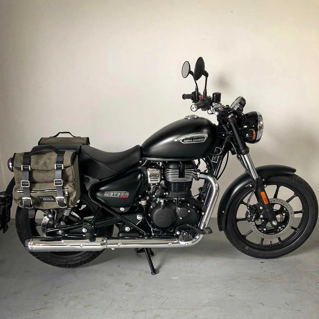 Borse laterali per Royal Enfield Meteor 350, coppia di borse SAHARA in Verde - immagine 2