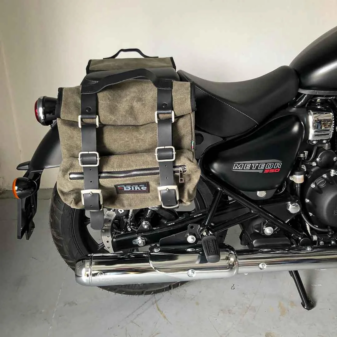 Borse laterali per Royal Enfield Meteor 350, coppia di borse SAHARA in Verde - immagine 3