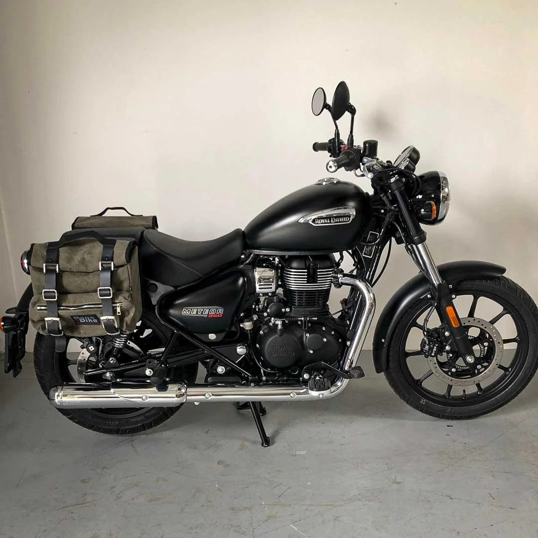 Borse laterali per Royal Enfield Meteor 350, coppia di borse SAHARA in Verde - immagine 4