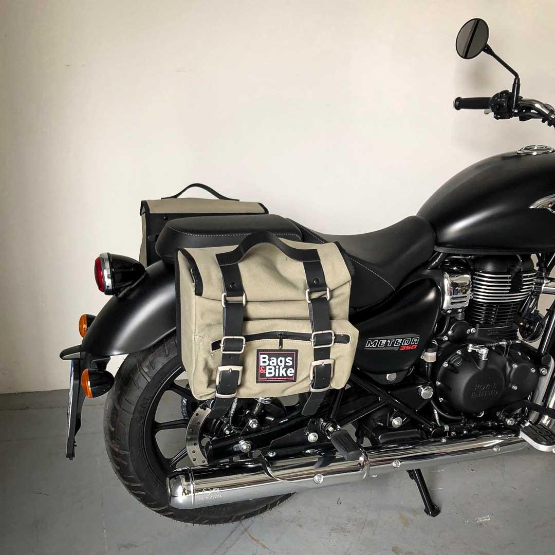 Panniers for Royal Enfield Meteor 350, pair of SAHARA in Gray side bags