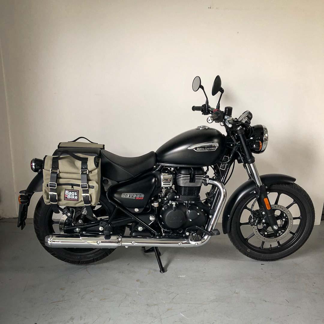 Panniers for Royal Enfield Meteor 350, pair of SAHARA in Gray side bags - Image 2