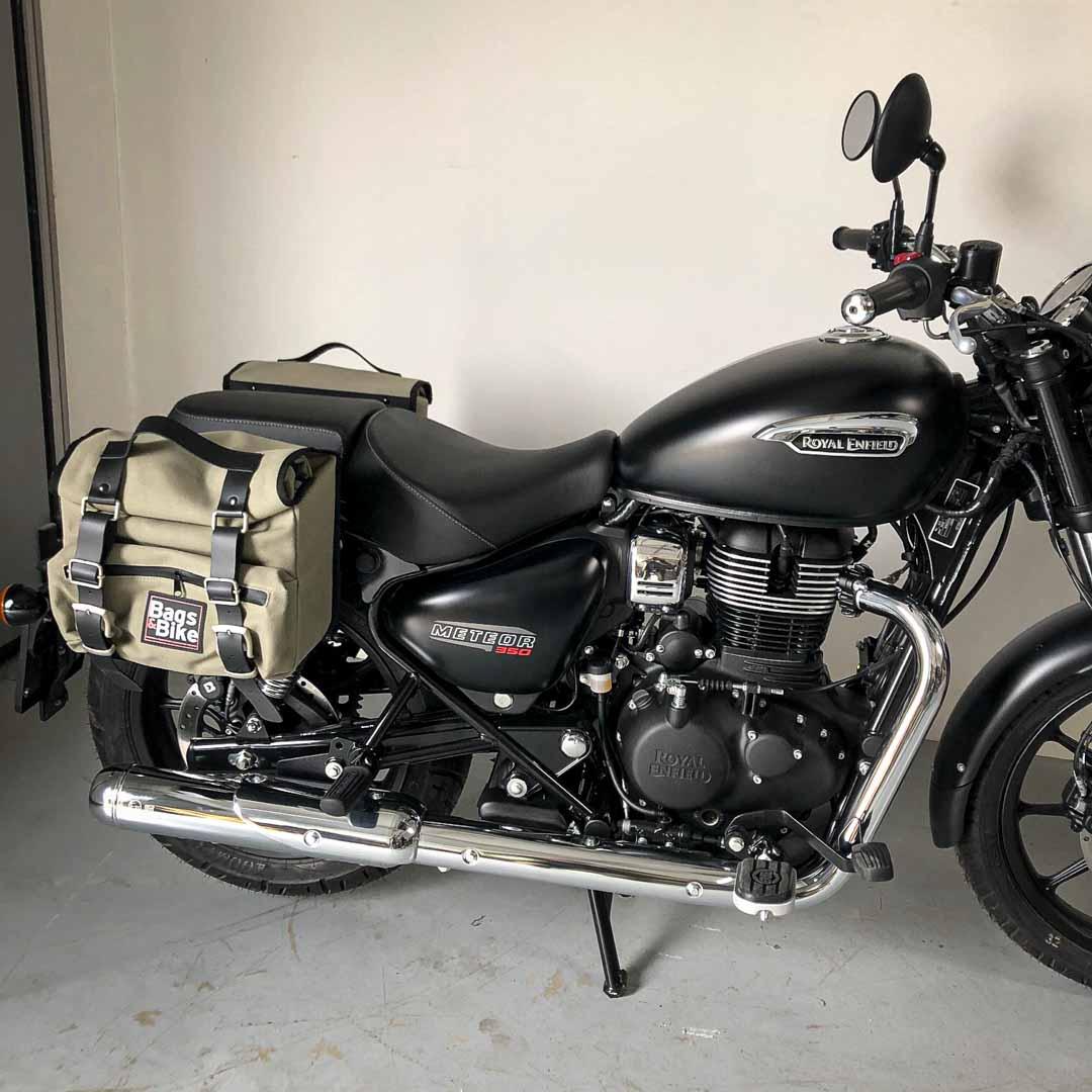 Panniers for Royal Enfield Meteor 350, pair of SAHARA in Gray side bags - Image 4