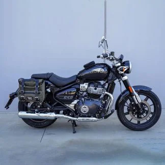 Panniers for Royal Enfield Super Meteor 650, pair of SAHARA in Green side bags