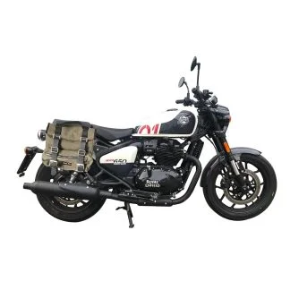 Panniers for Royal Enfield Shotgun, pair of SAHARA in Green side bags