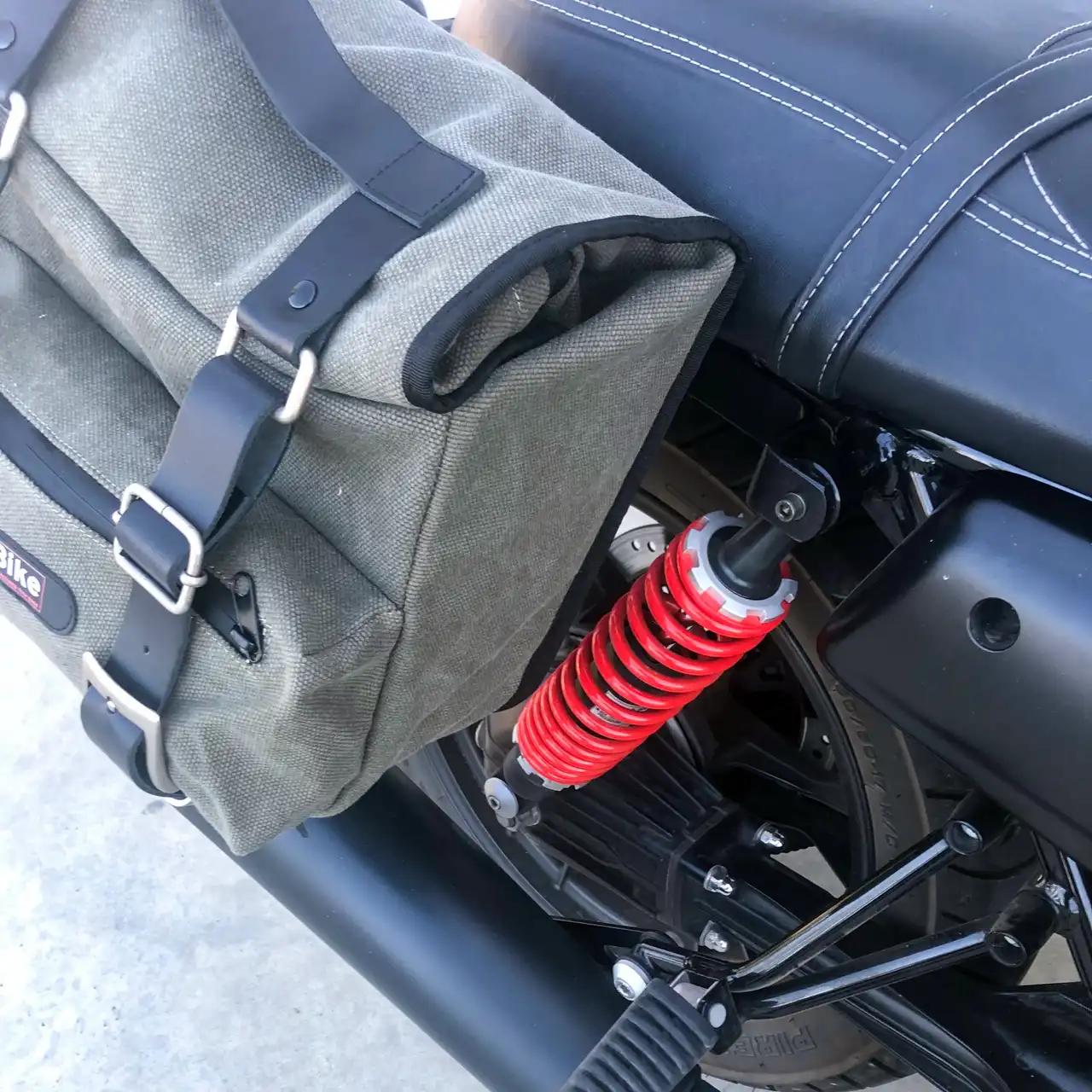 Panniers for Moto Guzzi V7 III, pair of SAHARA in Green side bags - Image 3