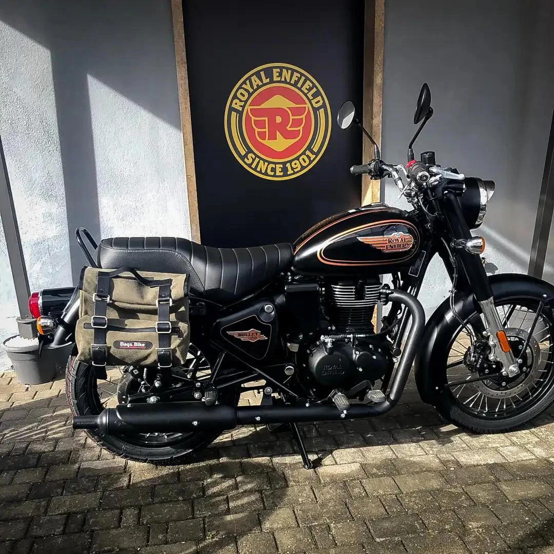 Borse laterali per Royal Enfield Bullet 350, coppia di borse SAHARA in Verde