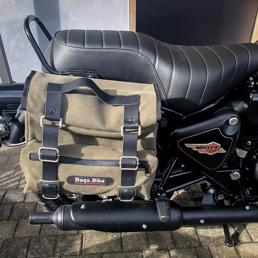 Panniers for Royal Enfield Bullet 350, pair of SAHARA in Green side bags - Image 3