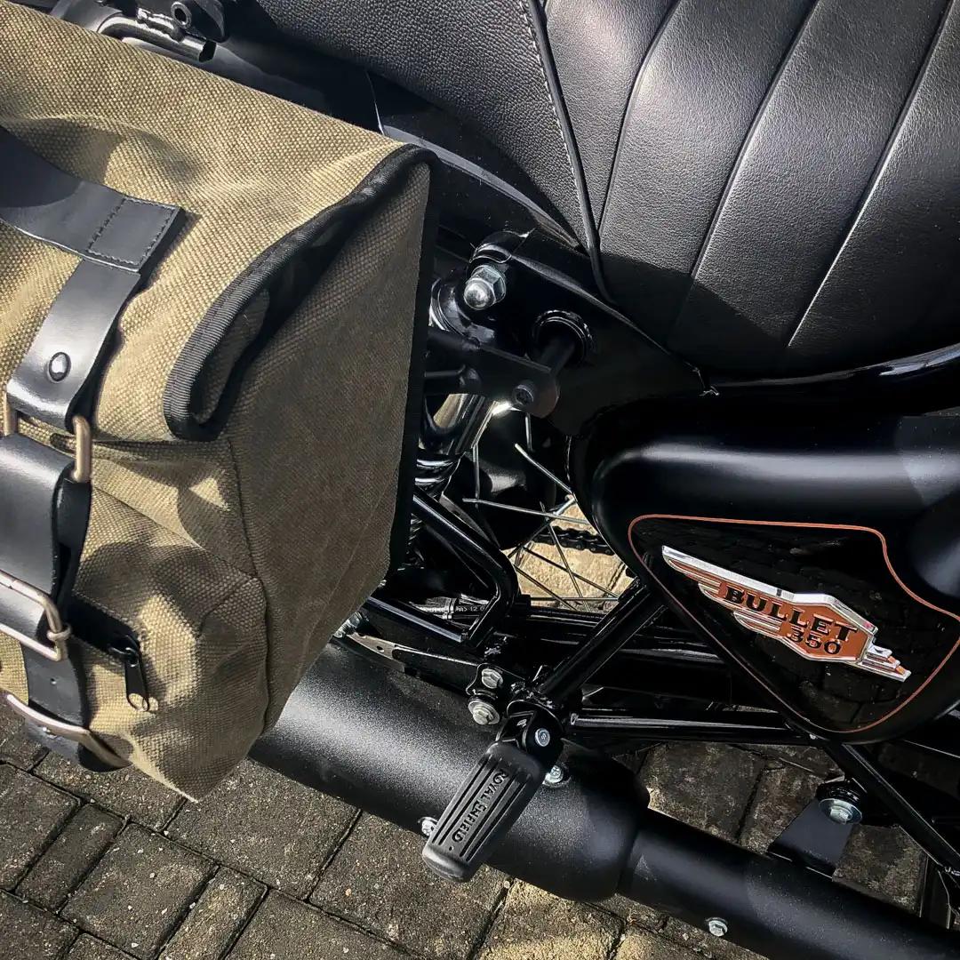 Panniers for Royal Enfield Bullet 350, pair of SAHARA in Green side bags - Image 4