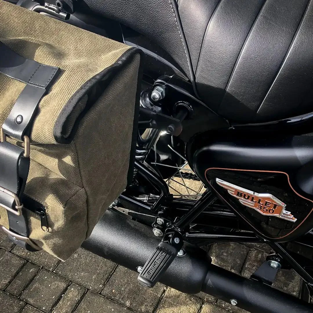 Borse laterali per Royal Enfield Bullet 350, coppia di borse SAHARA in Verde - immagine 4