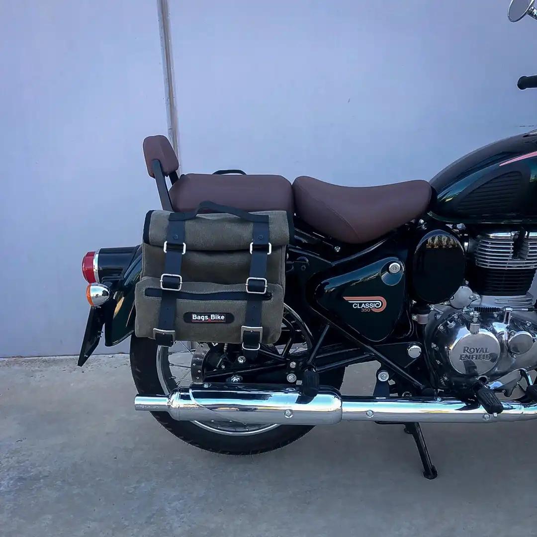 Panniers for Royal Enfield Classic 350, pair of SAHARA in Green side bags