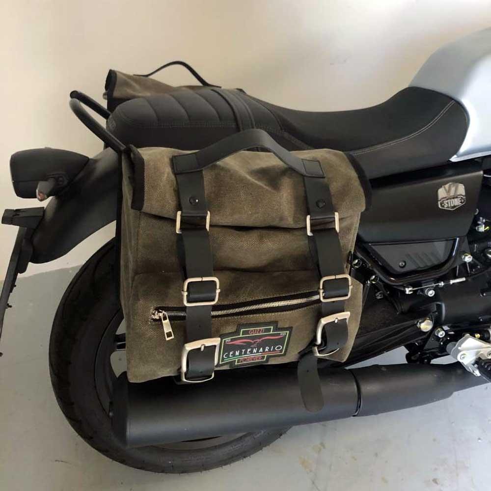 Panniers for Moto Guzzi V7 850 2021-25, pair of SAHARA CENTENARIO in Green side bags - Image 2