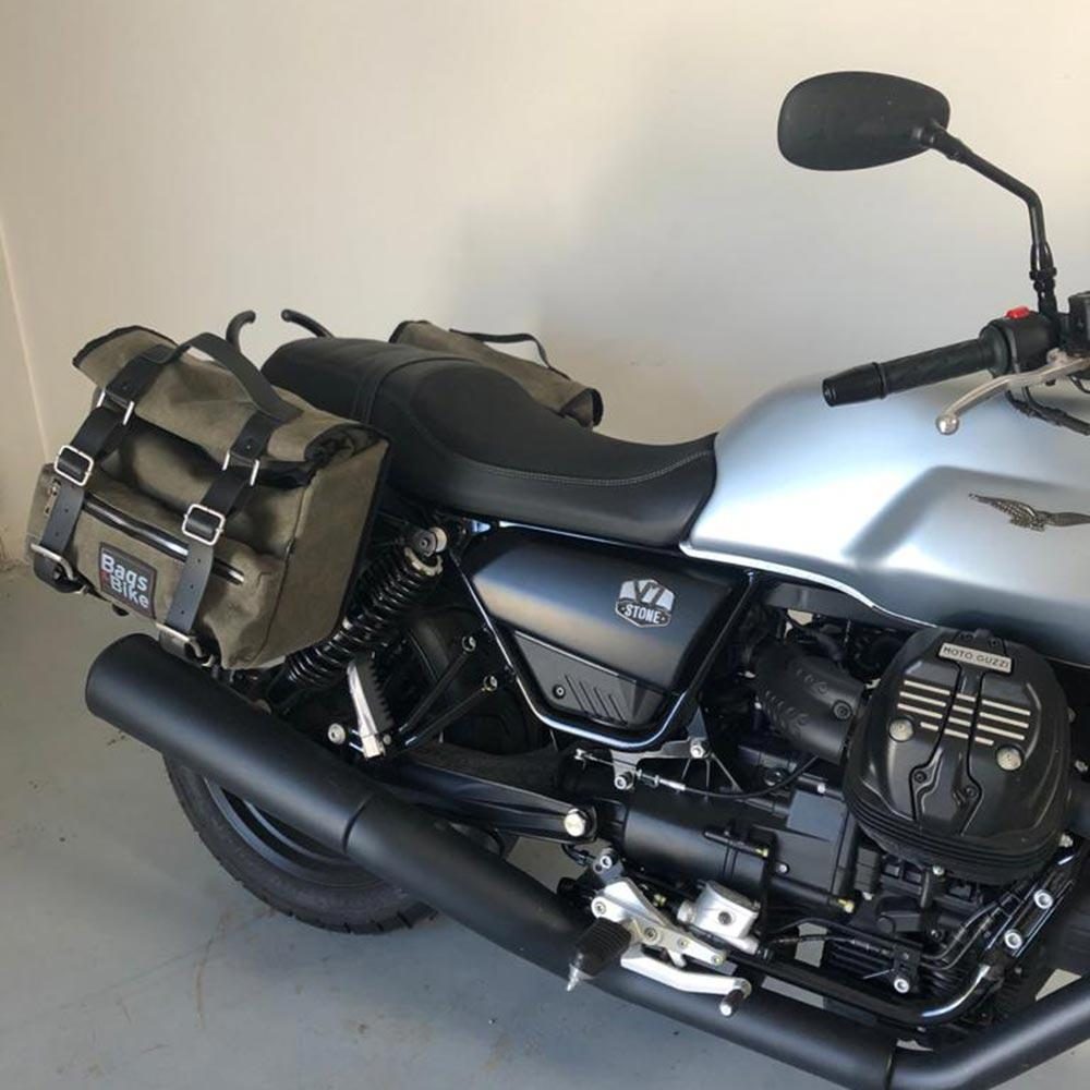 Panniers for Moto Guzzi V7 850 2021-25, pair of SAHARA in Green side bags - Image 4