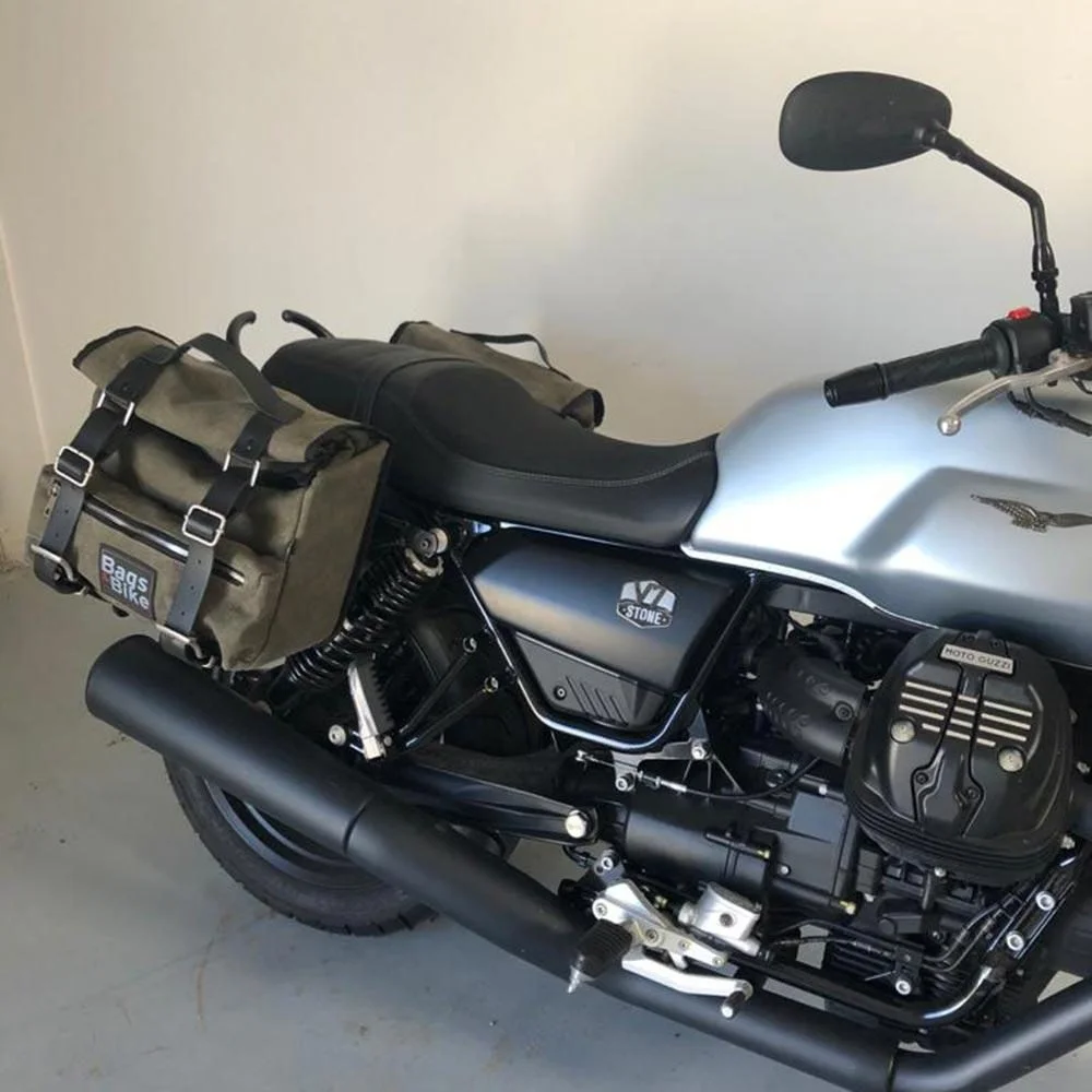 Panniers for Moto Guzzi V7 850 2021-25, pair of SAHARA in Green side bags - Image 4