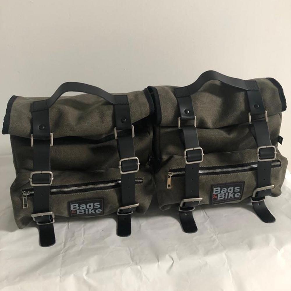 Panniers for Moto Guzzi V7 850 2021-25, pair of SAHARA in Green side bags - Image 6