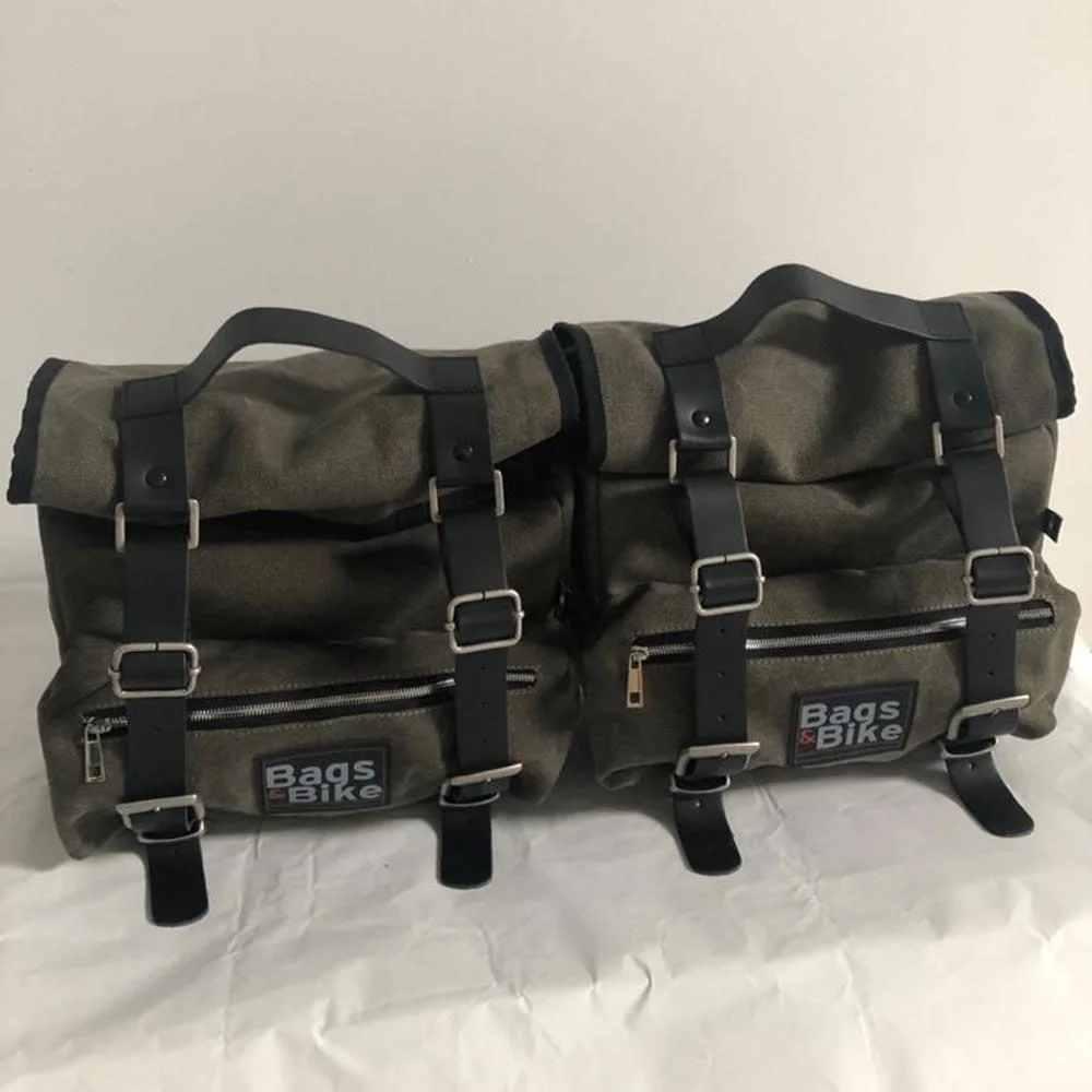 Borse laterali per Moto Guzzi V7 Special 2021/24, coppia di borse SAHARA in Verde - immagine 6