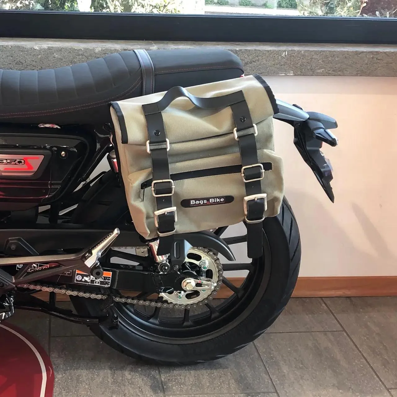 Pannier for Honda GB 350 S, left-sided bag SAHARA in Gray