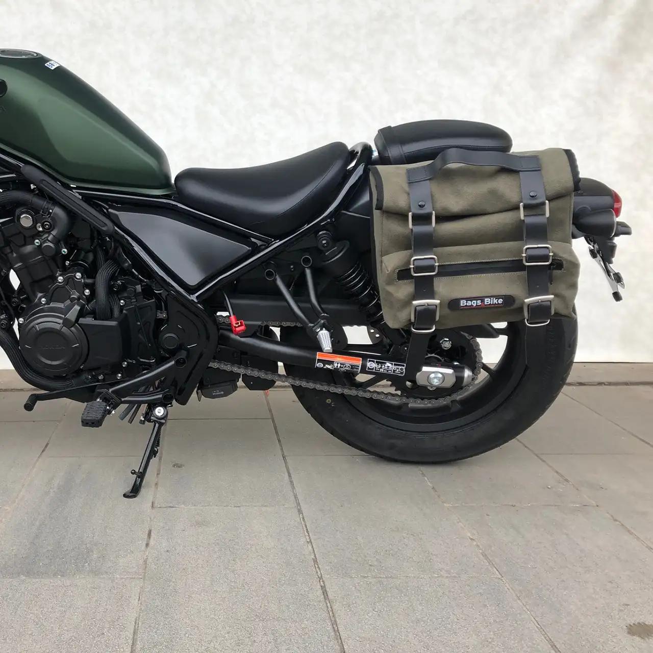 Borse laterali per Honda Rebel 500, coppia di borse SAHARA in Verdi - immagine 4