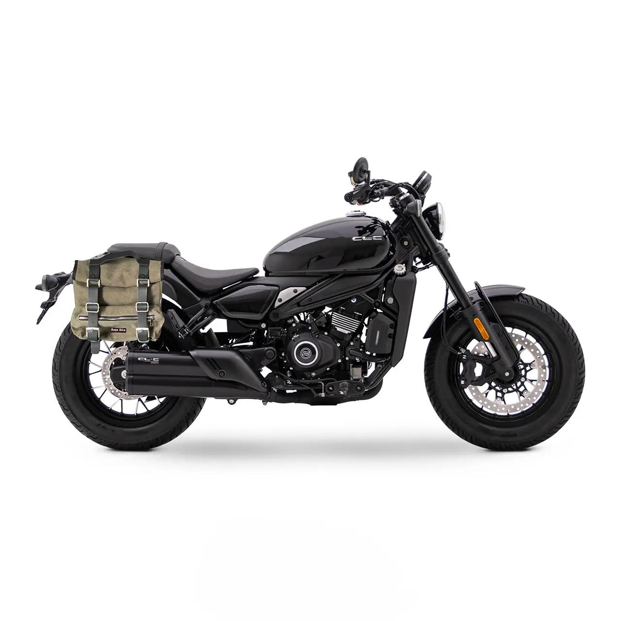 Panniers for Cfmoto CL450 C, pair of SAHARA in Green side bags - Image 3