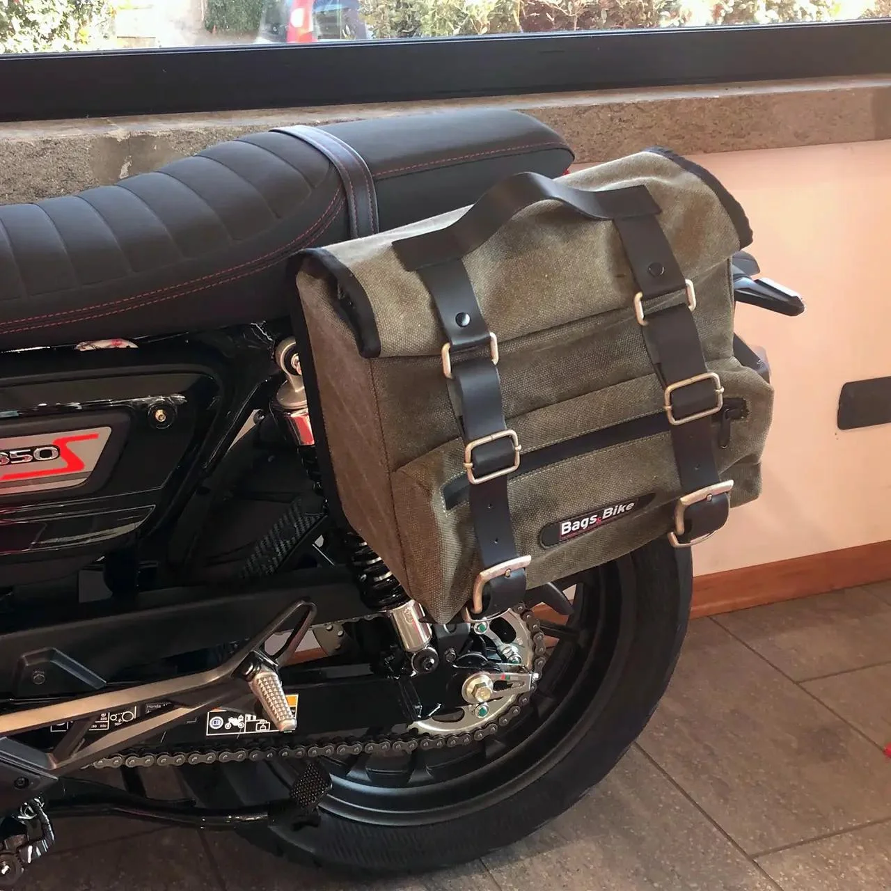 Pannier for Honda GB 350 S, left-sided bag SAHARA in Green - Image 3