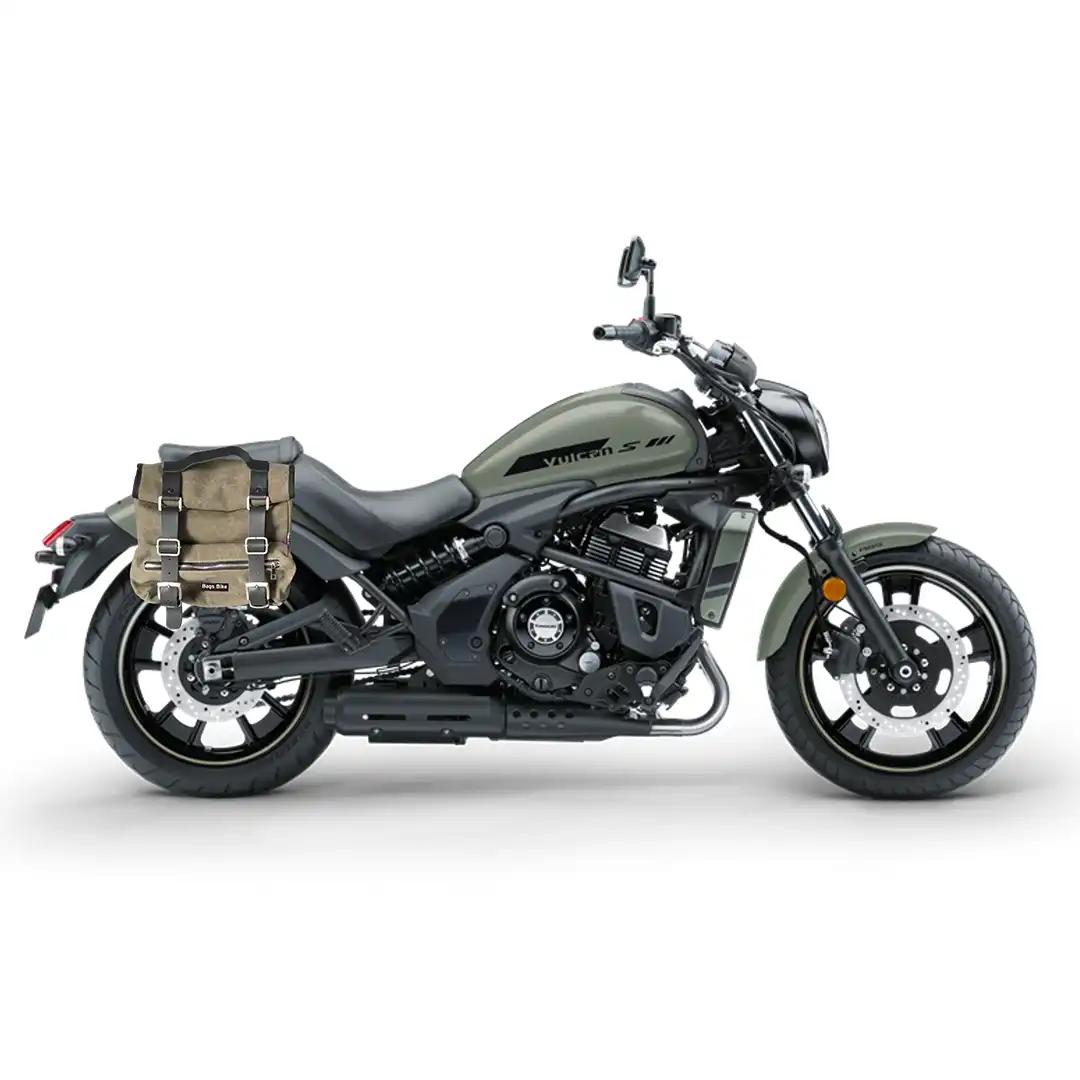 Panniers for Kawasaki Vulcan 650, pair of SAHARA in Green side bags - Image 2