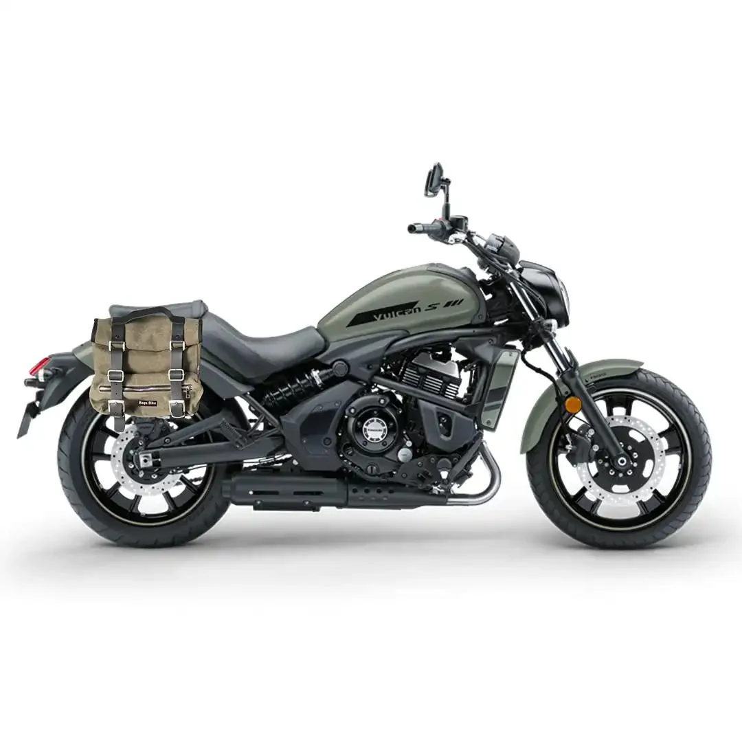 Panniers for Kawasaki Vulcan 650, pair of SAHARA in Green side bags - Image 2