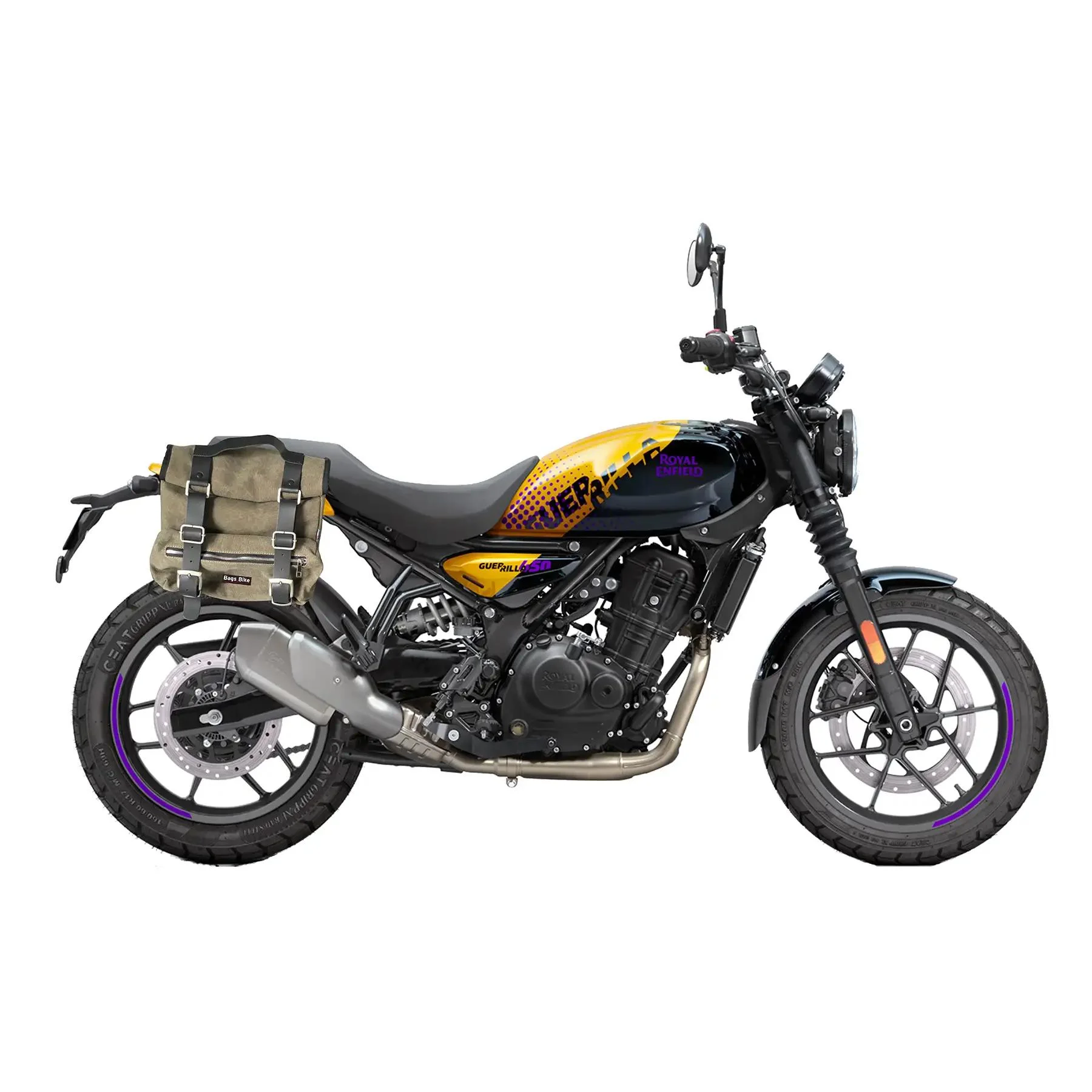 Borse laterali per Royal Enfield Guerrilla, coppia di borse SAHARA in Verde - immagine 2