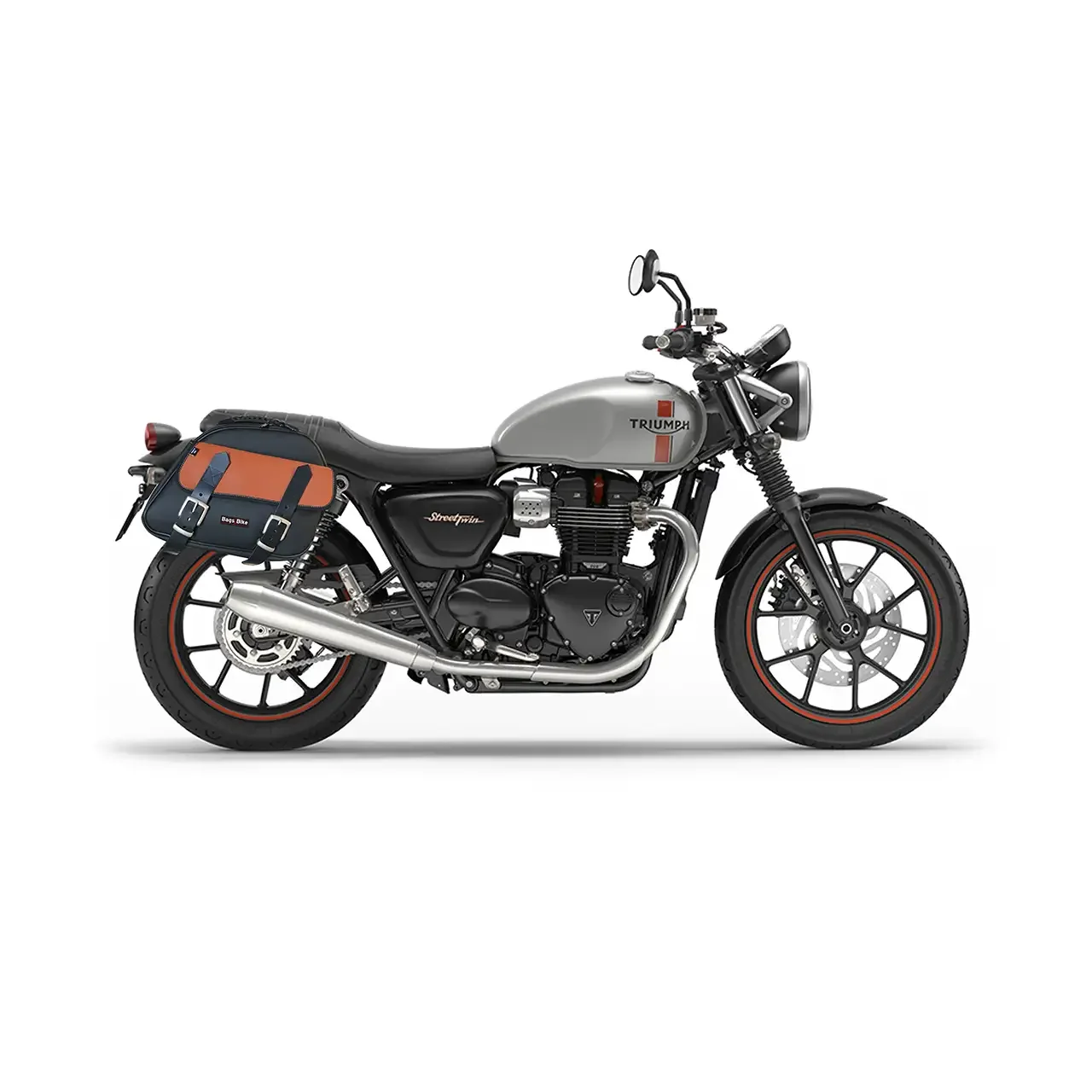 Panniers for Triumph Street Twin 900, pair of EXPLORER in Black and Leather side bags - Image 2