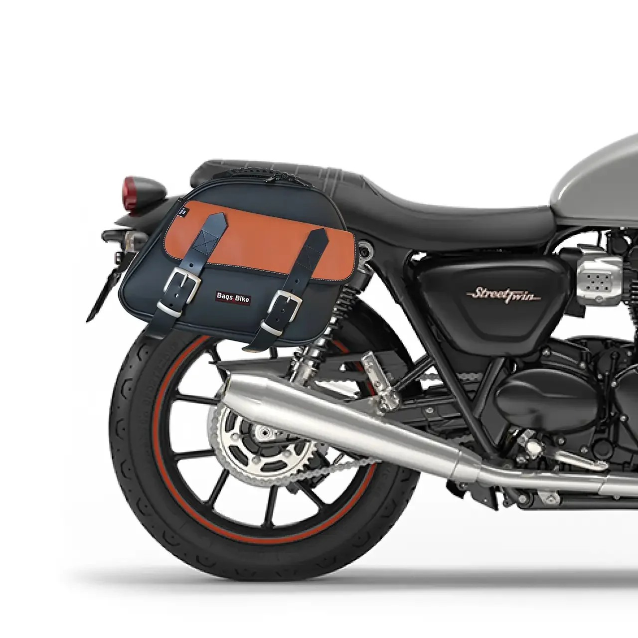 Panniers for Triumph Street Twin 900, pair of EXPLORER in Black and Leather side bags - Image 3