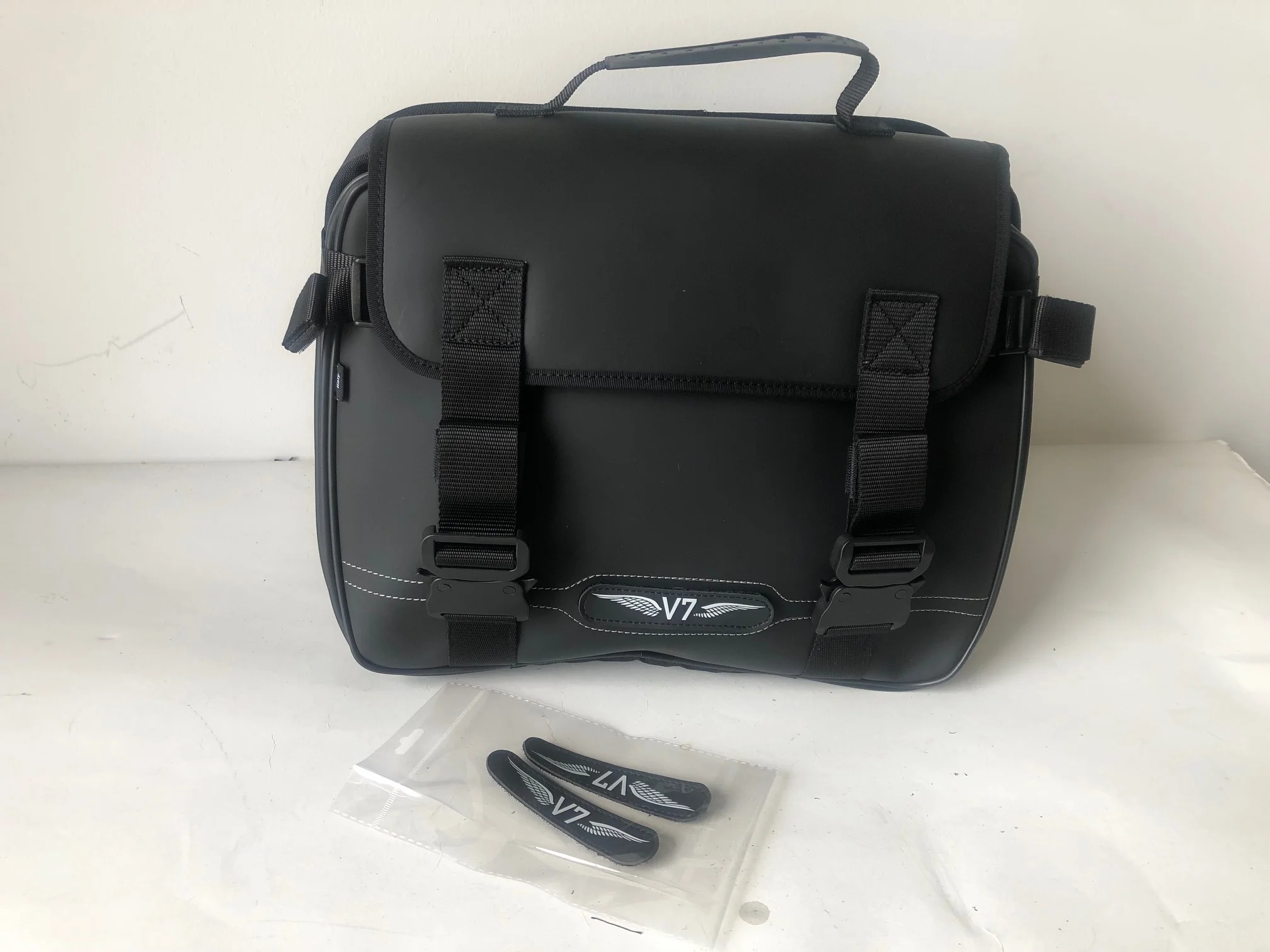 Bags and Bike customizable motorcycle bag with interchangeable brand patch